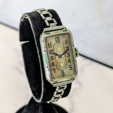 1932 ELGIN Art Deco Ladies Watch Grade 484 Black & Green Enamel Tank Case 15J