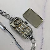 1932 ELGIN Art Deco Ladies Watch Grade 484 Black & Green Enamel Tank Case 15J