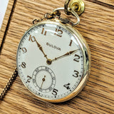 Vintage Bulova Chesterfield Dress Pocket Watch Openface 15 Jewels 17AH - w/Chain
