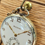 Vintage Bulova Chesterfield Dress Pocket Watch Openface 15 Jewels 17AH - w/Chain
