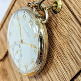 Vintage Bulova Chesterfield Dress Pocket Watch Openface 15 Jewels 17AH - w/Chain