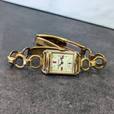 1945 BULOVA Watch 14K Rose Gold Tank Case & Bracelet - Diamond & Ruby Dial