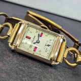 1945 BULOVA Watch 14K Rose Gold Tank Case & Bracelet - Diamond & Ruby Dial