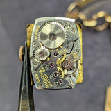 1945 BULOVA Watch 14K Rose Gold Tank Case & Bracelet - Diamond & Ruby Dial