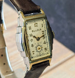 Bulova 1934 Lone Eagle Watch 17 Jewels Fancy Two-tone Case 10AN Vintage Wristwatch