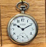 Vintage RUXTON Railroader Pocket Watch 17 Jewels Openface Swiss Made Sub-seconds