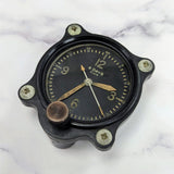 Vintage Elgin WWII Aircraft Clock 8 Days Manual-Wind - ALL Black - Snyder Tag