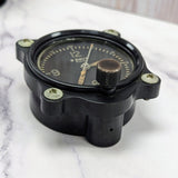 Vintage Elgin WWII Aircraft Clock 8 Days Manual-Wind - ALL Black - Snyder Tag