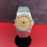 1987 Ladies Omega Constellation Quartz Watch ALL Two-Tone & Diamond Bezel 23mm