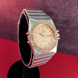 1987 Ladies Omega Constellation Quartz Watch ALL Two-Tone & Diamond Bezel 23mm