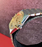 1987 Ladies Omega Constellation Quartz Watch ALL Two-Tone & Diamond Bezel 23mm