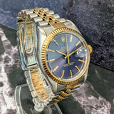 1980 Rolex Datejust Watch 16013 36mm Blue Dial ALL Two-Tone Jubilee Bracelet