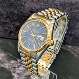 1980 Rolex Datejust Watch 16013 36mm Blue Dial ALL Two-Tone Jubilee Bracelet