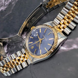 1980 Rolex Datejust Watch 16013 36mm Blue Dial ALL Two-Tone Jubilee Bracelet