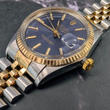 1980 Rolex Datejust Watch 16013 36mm Blue Dial ALL Two-Tone Jubilee Bracelet