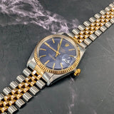 1980 Rolex Datejust Watch 16013 36mm Blue Dial ALL Two-Tone Jubilee Bracelet