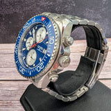 Gevril Hudson Yards Chronograph Diver Watch 48815B Blue Dial 43mm S.S. - ALL Original - Full Set
