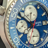 Gevril Hudson Yards Chronograph Diver Watch 48815B Blue Dial 43mm S.S. - ALL Original - Full Set