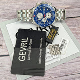 Gevril Hudson Yards Chronograph Diver Watch 48815B Blue Dial 43mm S.S. - ALL Original - Full Set