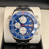Gevril Hudson Yards Chronograph Diver Watch 48815B Blue Dial 43mm S.S. - ALL Original - Full Set