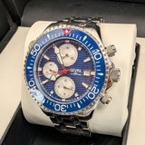 Gevril Hudson Yards Chronograph Diver Watch 48815B Blue Dial 43mm S.S. - ALL Original - Full Set