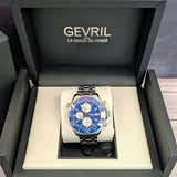 Gevril Hudson Yards Chronograph Diver Watch 48815B Blue Dial 43mm S.S. - ALL Original - Full Set
