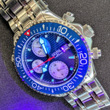 Gevril Hudson Yards Chronograph Diver Watch 48815B Blue Dial 43mm S.S. - ALL Original - Full Set
