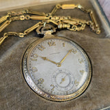 1921 Longines Pocket Watch Openface 15 Jewels 3 Adj. Cal. 1879 Swiss Made - Original Chain & Display Box