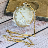 1921 Longines Pocket Watch Openface 15 Jewels 3 Adj. Cal. 1879 Swiss Made - Original Chain & Display Box