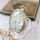 1921 Longines Pocket Watch Openface 15 Jewels 3 Adj. Cal. 1879 Swiss Made - Original Chain & Display Box