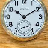1943 Hamilton Railroad 992B Pocket Watch 16s Openface 21 Jewels 10K GF W/Chain
