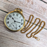 1943 Hamilton Railroad 992B Pocket Watch 16s Openface 21 Jewels 10K GF W/Chain