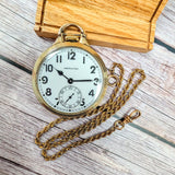 1943 Hamilton Railroad 992B Pocket Watch 16s Openface 21 Jewels 10K GF W/Chain
