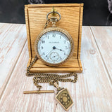 1897 HAMILTON Pocket Watch 18s Openface Grade 930 16 Jewels Gold Filled Case with Chain & Fob