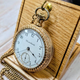 1897 HAMILTON Pocket Watch 18s Openface Grade 930 16 Jewels Gold Filled Case with Chain & Fob