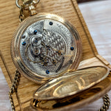 1897 HAMILTON Pocket Watch 18s Openface Grade 930 16 Jewels Gold Filled Case with Chain & Fob