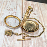 1897 HAMILTON Pocket Watch 18s Openface Grade 930 16 Jewels Gold Filled Case with Chain & Fob