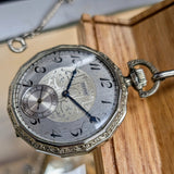 1925 Elgin Dress Pocket Watch – Grade 345 12s 17 Jewels Dodecagonal Case W/Chain