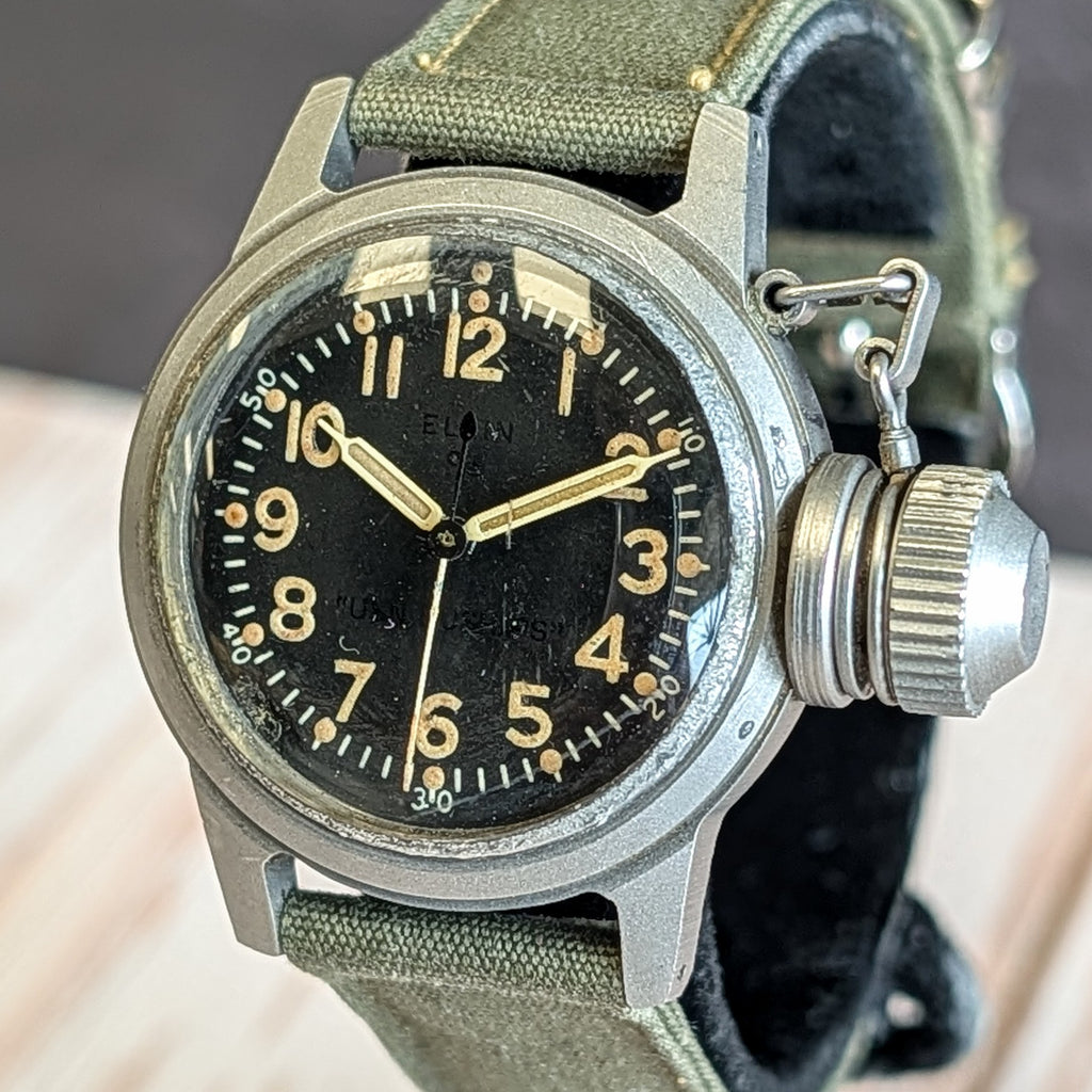 Circa 1942 Elgin UDT Diver Canteen WWII Watch Military U.S.N. Wristwat ...