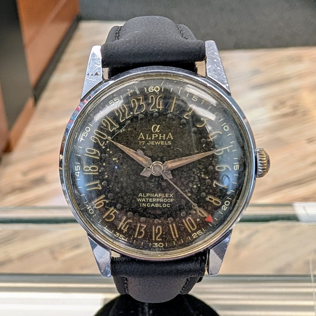 Vintage Alpha 24-Hour Military Watch – 17 Jewels Swiss 1950s – SECOND ...