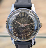 Vintage Alpha 24-Hour Dial Military Watch 17 Jewels 33mm FHF 28 Swiss Wristwatch
