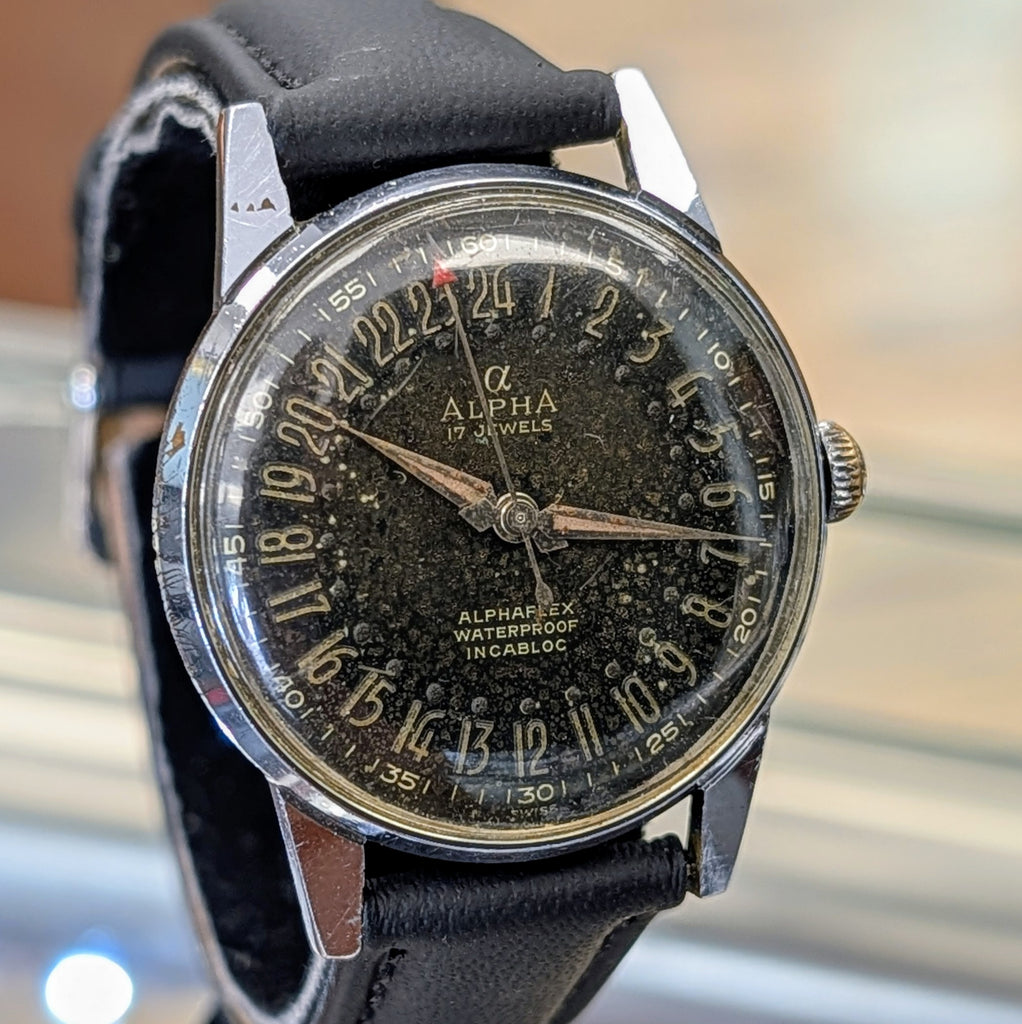 Vintage Alpha 24-Hour Military Watch – 17 Jewels Swiss 1950s – SECOND ...