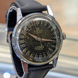 Vintage Alpha 24-Hour Dial Military Watch 17 Jewels 33mm FHF 28 Swiss Wristwatch