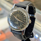 Vintage Alpha 24-Hour Dial Military Watch 17 Jewels 33mm FHF 28 Swiss Wristwatch