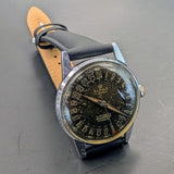 Vintage Alpha 24-Hour Dial Military Watch 17 Jewels 33mm FHF 28 Swiss Wristwatch