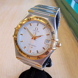 1995 Omega Constellation Watch 34mm ALL Two-Tone Gold & S.S. Date Wristwatch