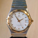1995 Omega Constellation Watch 34mm ALL Two-Tone Gold & S.S. Date Wristwatch