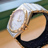 1995 Omega Constellation Watch 34mm ALL Two-Tone Gold & S.S. Date Wristwatch