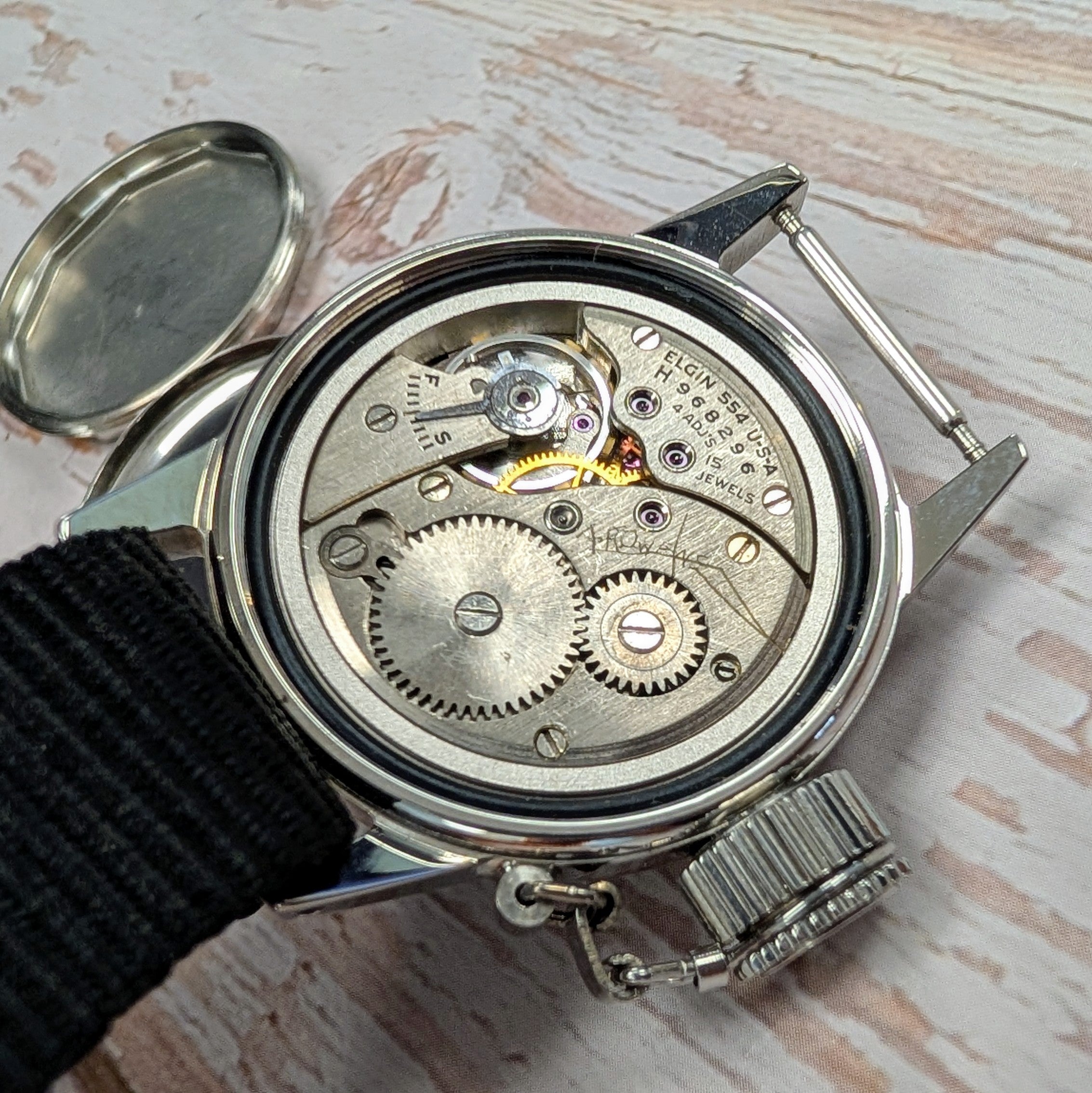 1950 Elgin USN Buships Diver Canteen-Style Watch Grade 554 15 Jewels Military-Style Wristwatch UDT 5