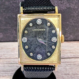 Vintage LONGINES Watch 3007-528 Tuxedo Diamond Dial Cal. 528 10K FG Cushion Case and Mesh Band - ALL Original